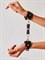 Гартеры с наручниками на бедра женские кожаные эротические KALEKS Simplex 2 с бантом - фото 4701